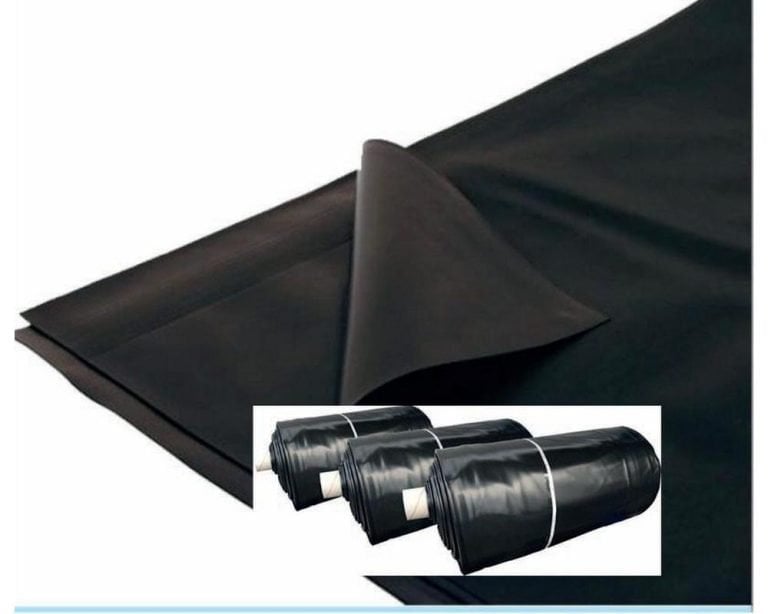Black plastic sheeting and rolls for waterproofing