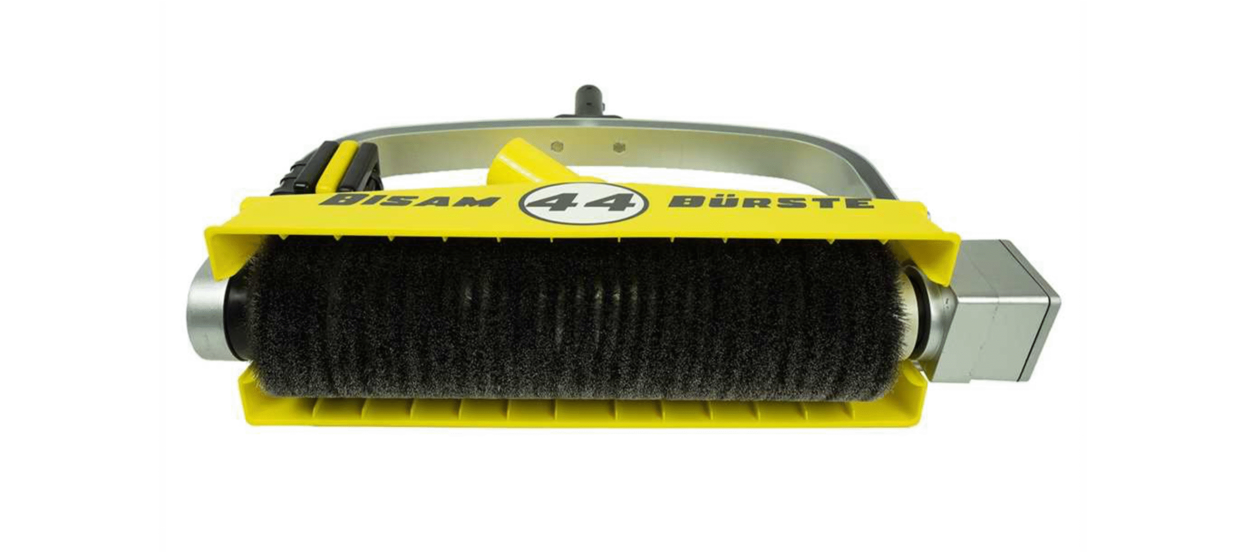 Yellow industrial cleaning brush attachment front view