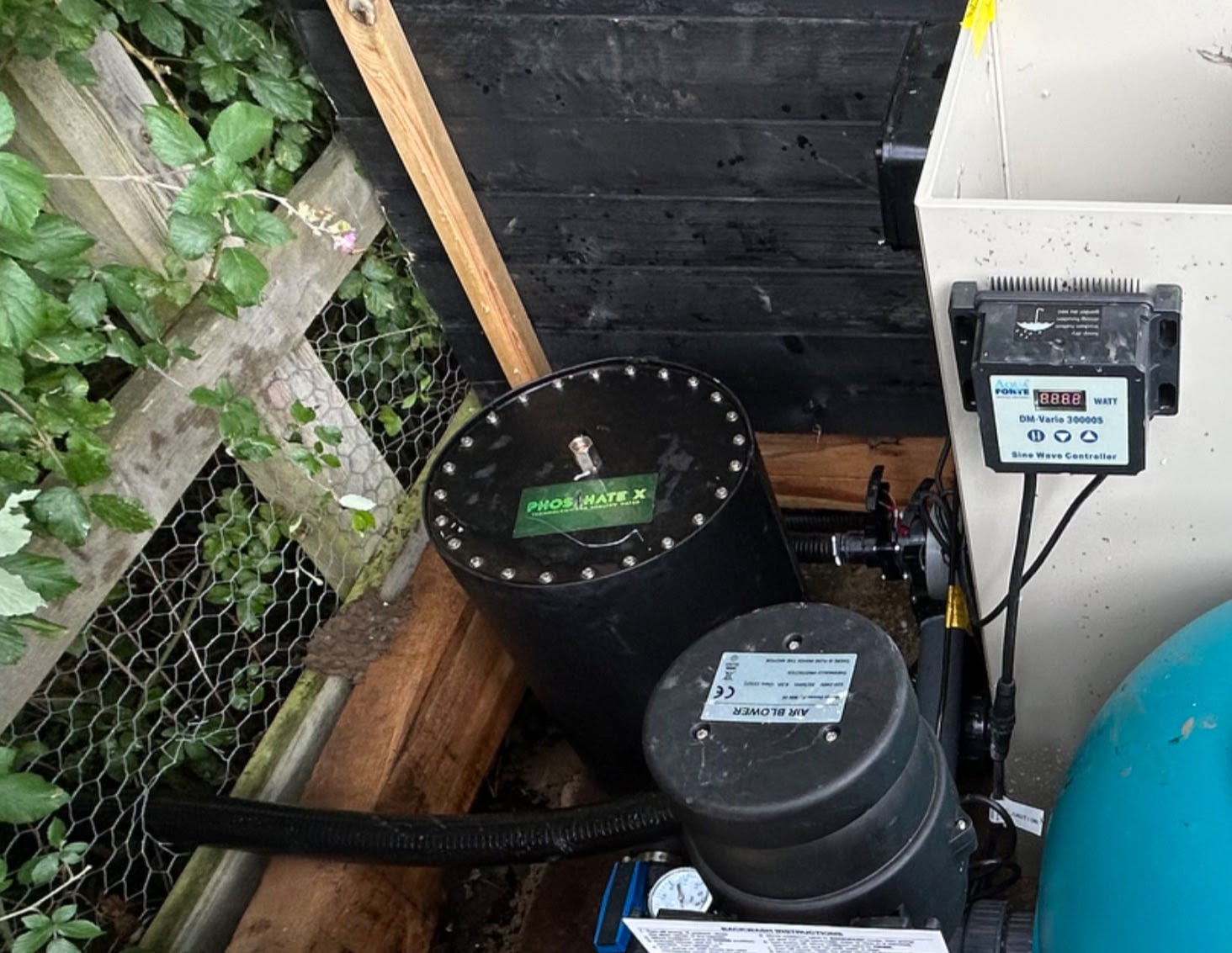 Outdoor pool pump and filtration equipment setup